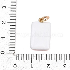 真鍮製エナメルペンダント  模様の長方形  ライトゴールド  ピンク  21x12x3.5mm  丸カン：6x1ミリ  4mm内径&nbsp;ENAM-I087-01