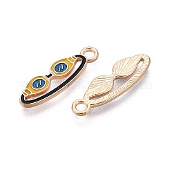 合金とエナメルのペンダント  ダイビングゴーグルチャーム  ゴールドカラー  きいろ  21x6.5x1mm  穴：2mm&nbsp;ENAM-T021-49G