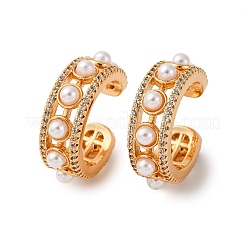 C-Shaped Brass Micro Pave Clear Cubic Zirconia Cuff Earrings&nbsp;EJEW-Z127-07G