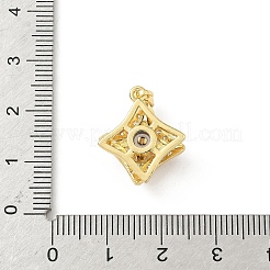 回転式ブラス マイクロパヴェ クリア キュービックジルコニア ペンダント  18KGP本金メッキ  菱形  18.5x16x8mm  穴：4x1.5mm&nbsp;LS-KK-F905-23G-03
