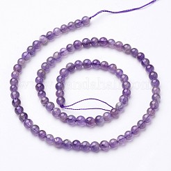 アメジスト連売り  ラウンド  約84~88個/連  15.3インチ  直径4mm  穴：0.8mm&nbsp;X-GSR4mmC062