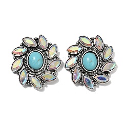 Alloy Synthetic Turquoise Stud Earrings&nbsp;EJEW-U053-02AS