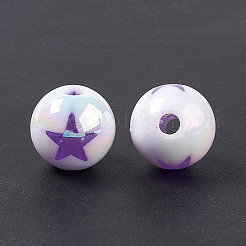 UV Plating Rainbow Iridescent Acrylic Beads&nbsp;OACR-H015-14