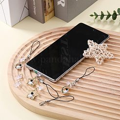 合金エナメルモバイルストラップ6本  プラスチックモバイル防塵プラグ付き  宇宙人  スター＆ムーン  ゴールドカラー  92~96mm  6個/セット&nbsp;HJEW-SW00132-11