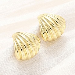 真鍮製スタンドピアス  シェル形状  18KGP本金メッキ  17x18mm&nbsp;EJEW-F373-07G