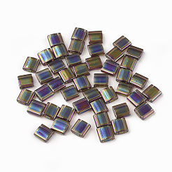 MIYUKIティラビーズ  日本製シードビーズ  2穴  （tl296)透明ルートビールab  5x5x1.9mm  穴：0.8mm  約118個/10g&nbsp;X-SEED-J020-TL296