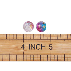 透明スプレー塗装クラックルガラスビーズ連売り  金色の箔付き  ラウンド  ミックスカラー  10~11mm  穴：1.4~1.6mm  9色  30個/カラー  270個/箱&nbsp;GLAA-TA0003-09
