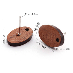 Coconut Brown Wood Stud Earring Findings&nbsp;EJEW-CJC0001-12