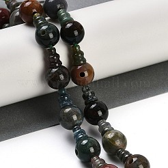 Natural Indian Agate 3-Hole Guru Beads Strands&nbsp;G-H064-E02-01