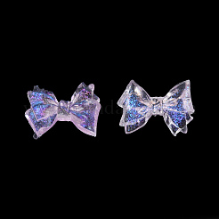 クリア樹脂カボション  グリッターパウダー付き  蝶結び  ミックスカラー  7.5~8x10~10.5x3mm&nbsp;CRES-N030-003-B