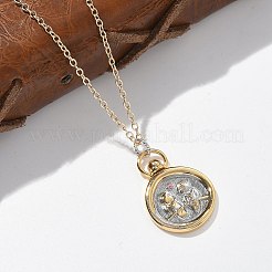 真鍮製 十二星座タロットペンダントネックレス  フラットラウンド  18KGP本金メッキ  双子座  17.72インチ（45cm）&nbsp;NJEW-Q006-01E-G