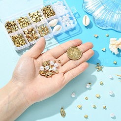 DIYジュエリー作成キット  ccbプラスチックビーズとペンダントを含む  ナチュラルコウリーシェルペンダント  ゴールドカラー  5x1.5mm  穴：1.2mm&nbsp;DIY-YW0017-72