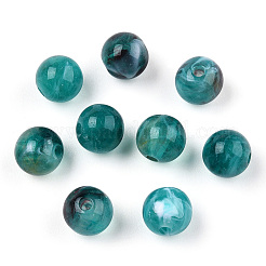 ラウンド天然石風アクリルビーズ  ティール  8mm  穴：2mm  約1700個/500g&nbsp;OACR-R029-8mm-17