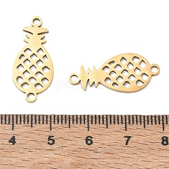 304ステンレススチールコネクタチャーム  パイナップルリンク  ゴールドカラー  25x11x1mm  穴：1.9mm&nbsp;SA-CBAE6A3-07G