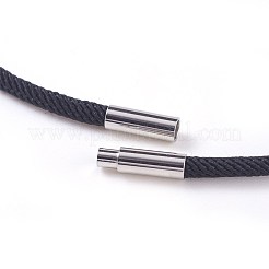 ポリエステルコードネックレス作り  304ステンレススチール留め具付き  ブラック  18.89インチ（48cm）  3mm&nbsp;MAK-I011-01