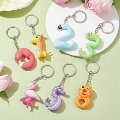 10Pcs 10 Styles Cartoon PVC Plastic Animal Pattern Number Pendant Keychain&nbsp;KEYC-JKC00703