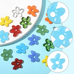 16個8色手作りランプワークビーズ  花  ミックスカラー  18~18.5x17~17.5x4~5mm  穴：3~4mm  2個/カラー&nbsp;LAMP-FS0001-28