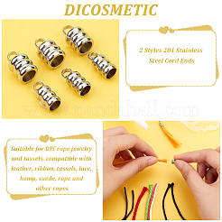 80Pcs 2 Size 201 Stainless Steel Cord Ends&nbsp;STAS-DC0010-93