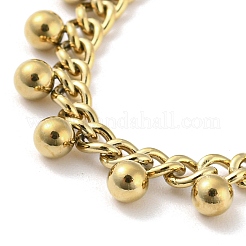 304 Stainless Steel Round Ball Charms Link Chain Anklets&nbsp;AJEW-G054-01G