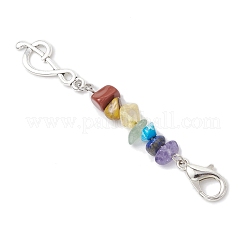 Chakra Natural Citrine & Red Jasper & Tiger Eye & Green Aventurine & Lapis Lazuli & Amethyst & Synthetic Turquoise Chip Pendant Decorations&nbsp;HJEW-JM03359
