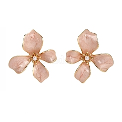 Flower Brass Enamel Stud Earrings&nbsp;EJEW-P308-02G-A