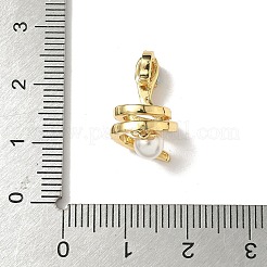 スネーク真鍮マイクロパヴェキュービックジルコニア折りたたみ式留め具  ABSの模造パールと  ラックめっき  長持ちメッキ  カドミウムフリー＆鉛フリー  18KGP本金メッキ  18x11x11mm  穴：3x2mm&nbsp;KK-I276-50G