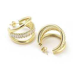 Brass Micro Pave Cubic Zirconia Stud Earrings&nbsp;EJEW-I300-08G