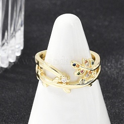 Brass Micro Pave Cubic Zirconia Cuff Rings for Women&nbsp;RJEW-S400-08G
