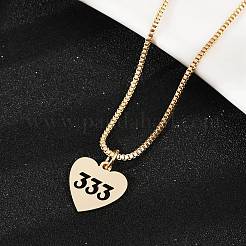 Brass Heart with Lucky Number 333 Pendant Necklaces & Alloy Pendants Sets&nbsp;SJEW-P005-01G