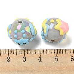 手描きの不透明アクリルとエナメルビーズ  手描きビーズ  漫画  濃いグレー  15x18~19x19~19.5mm  穴：2.7mm&nbsp;LS-MACR-D031-04B