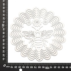 201個のステンレススチール製コネクタチャーム/リンク  エッチングされた金属装飾  ミツバチ  150x0.3mm  穴：2.8mm&nbsp;STAS-D386-04E-P