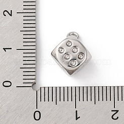 真鍮チャーム  カドミウムフリー＆ニッケルフリー＆鉛フリー  サイコロチャーム  プラチナ  14x10.5x10.5mm  穴：1.6mm&nbsp;KK-V016-12P