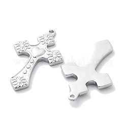 変色防止304ステンレススチール製ビッグペンダント  クロスチャーム  ステンレス鋼色  50x30.5x3.5mm  穴：2mm&nbsp;STAS-R130-57P