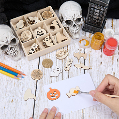 ハロウィンテーマの木製ペンダントデコレーション1セット  混合図形  16.5~35x13.5~35x2mm  8個/スタイル&nbsp;WOOD-SC0001-92A