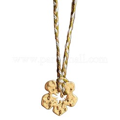 Alloy Textured Flower Pendant Adjustable Cotton Cord Long Necklaces for Women&nbsp;WGADEA5-01