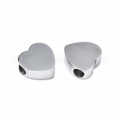 変色しない201ステンレススチールビーズ  ハート  ステンレス鋼色  11.5x11.5x5mm  穴：3.5mm&nbsp;STAS-N095-086