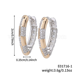 ファッショナブルな真鍮製クリアキュービックジルコニアフープピアス  銀  ハート  20x3.5mm&nbsp;NY7693-1