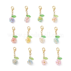 アクリルペンダントの装飾  亜鉛合金カニカン付き  花  ミックスカラー  37.5~38.5mm  12個/セット&nbsp;HJEW-JM03449
