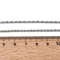 2mm ユニセックス 304ステンレススチール ロープチェーンネックレス  変色なし  ステンレス鋼色  23.62インチ（60cm）&nbsp;NJEW-P395-16P