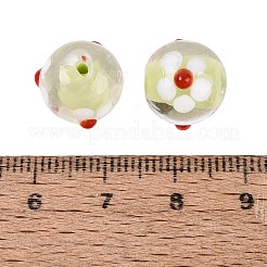 手作りのでこぼこランプワークビーズ  ラウンド＆フラワー  甘露  12~14.5mm  穴：1.2~1.5mm&nbsp;LAMP-N042-21A-03