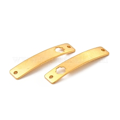 201ステンレススチールコネクタチャーム  24KGP本金メッキ  カーブ長方形のリンク  クローバー模様  30x6x0.8mm  穴：1.4mm&nbsp;STAS-D244-32G-C