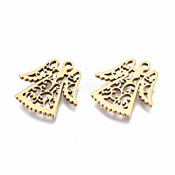 ステンレスペンダント201個  レーザー切断  天使  ゴールドカラー  15.5x15.5x1mm  穴：1.4mm&nbsp;LS-STAS-Q240-030G