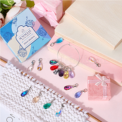 2Sets Glass Teardrop Pendant Decoration&nbsp;HJEW-SC0002-18
