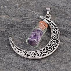 Column Glass Bottle with Amethyst inside Pendants&nbsp;PALLOY-JF00170-05