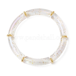 女性用UVコーティングアクリルブレスレット  カーブチューブ  真鍮  透明  1/4インチ（0.8cm）  内径：2-1/4インチ（5.6cm）&nbsp;BJEW-JB12949