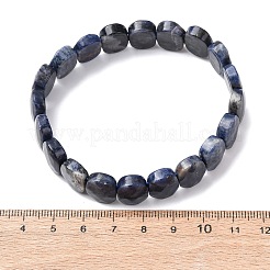 天然ソーダライトのファセットビーズストレッチブレスレット（女性用）  オーバル  ビーズ：14x10x5.5mm  内径：2.32インチ（5.9cm）&nbsp;BJEW-K251-07C