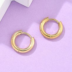 イオンプレーティング（IP）304ステンレススチールハギーフープピアス  低刺激性のイヤリング  316サージカルステンレスピン付き  ゴールドカラー  10ゲージ  12~13x2.5mm  ピン：1mm  内径：8mm&nbsp;EJEW-F111B-13mm-G