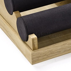 3層ウッドジュエリーブレスレットディスプレイスタンド  マイクロファイバー付き  グレー  24x18x13.4cm&nbsp;RDIS-K003-02A