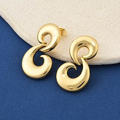 Double Moon Brass Stud Earrings&nbsp;EJEW-F389-18G