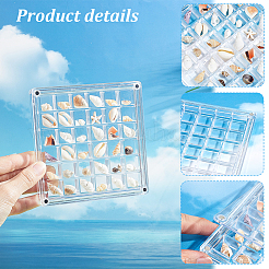 4Pcs 3 Styles Transparent Acrylic Grided Storage Boxes with Magnetic Lid for Loose Shell Beads&nbsp;CON-GA0001-37